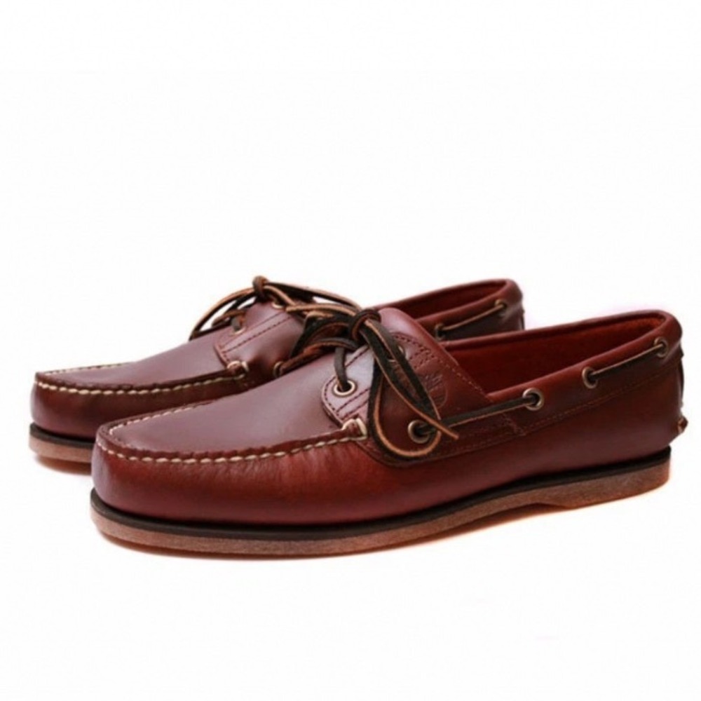 Timberland Mens Classic Boat Shoes Rootbeer Brown Leather Deck Shoes Size 14